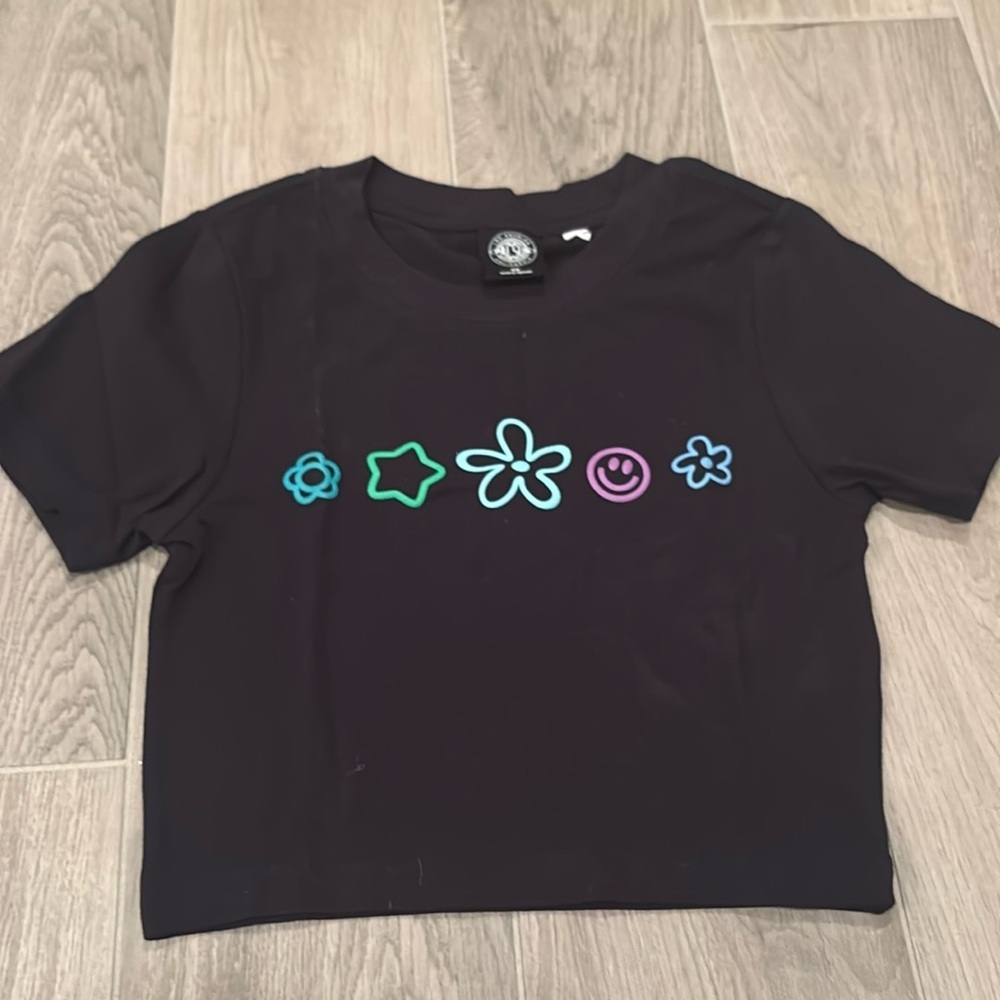 Pacsun Girls Cropped Black T-Shirt Size XS